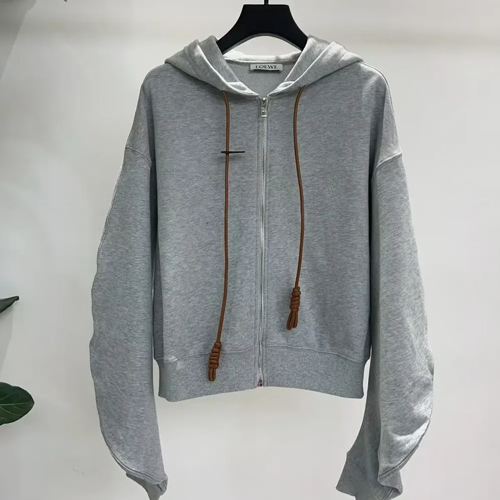 Loewe Flamenco Hoodie in Cotton and Cashmere for Women in Grey Loewe Flamenco Hoodie in Cotton and Cashmere for Women in Grey