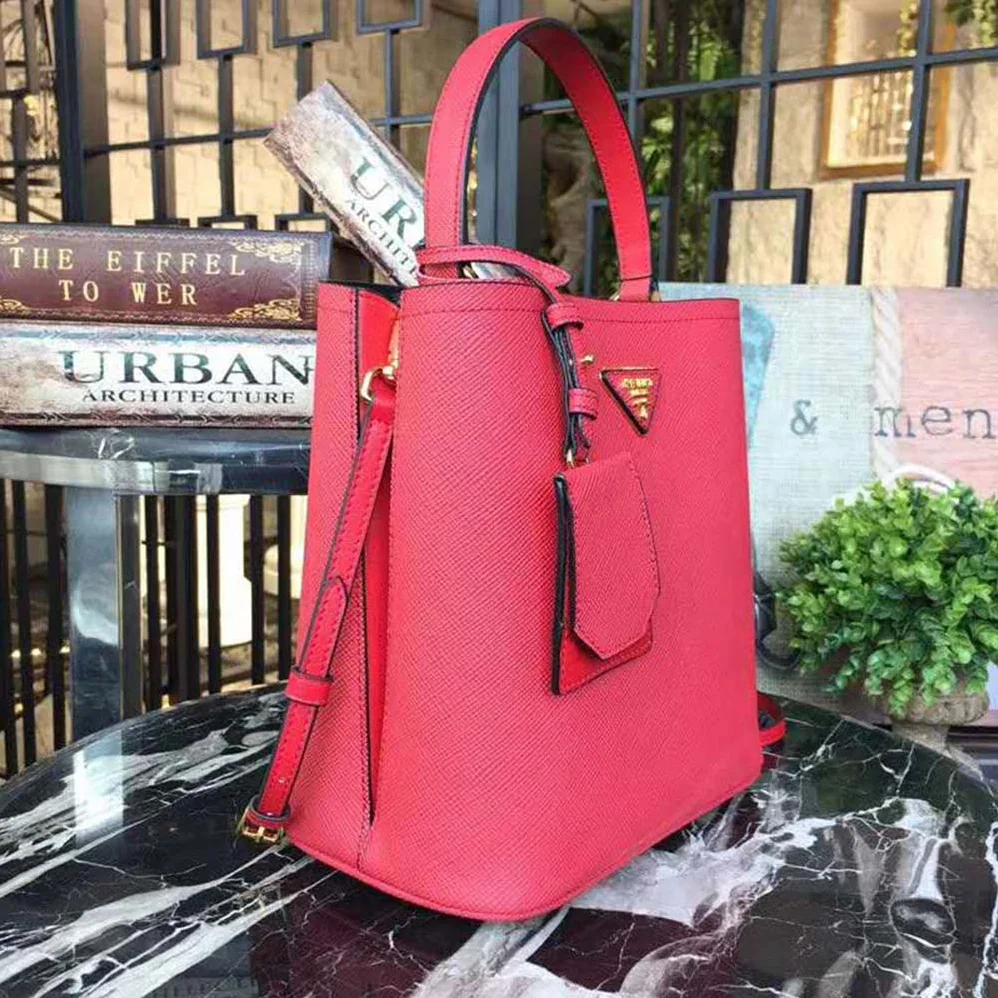 Prada Panier Medium Bag in Saffiano Leather for Women in Red Prada Panier Medium Bag in Saffiano Leather for Women in Red
