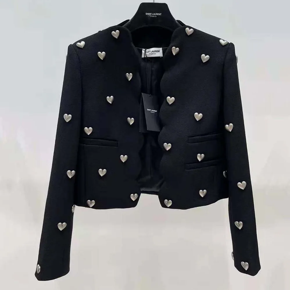 Saint Laurent YSL Cropped Jacket in Boucle Tweed for Women Saint Laurent YSL Cropped Jacket in Boucle Tweed for Women