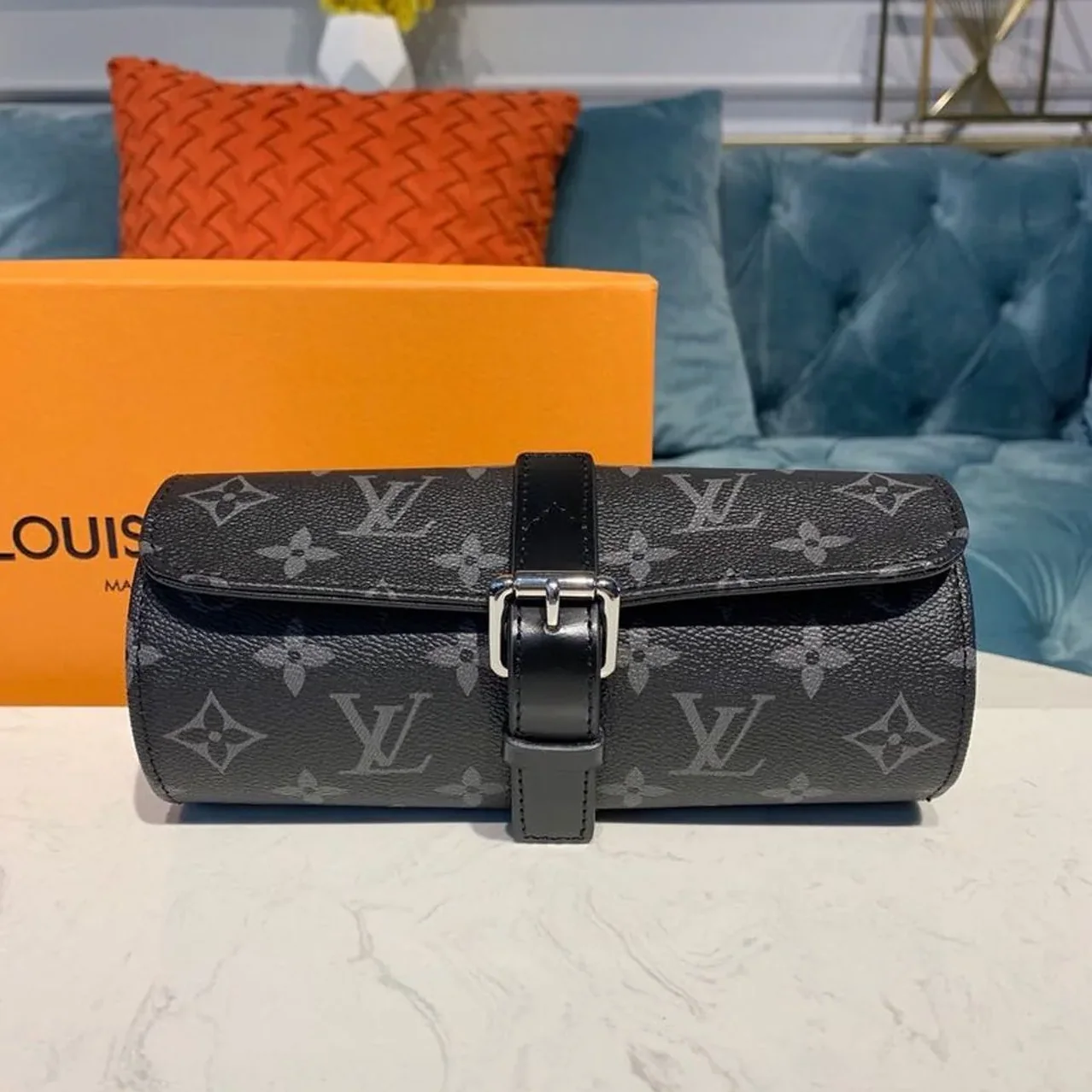 Louis Vuitton 3 Watch Case Monogram Eclipse Canvas Louis Vuitton 3 Watch Case Monogram Eclipse Canvas