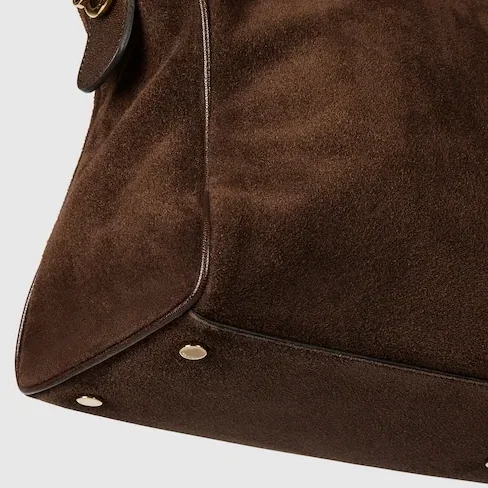 Gucci Borsetto Large Boston Shoulder Bag in Dark Brown Gold Hardware