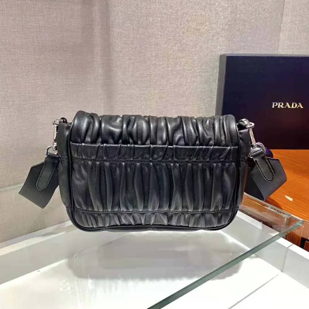Prada Gaufre Nappa Leather Shoulder Bag for Women in Black