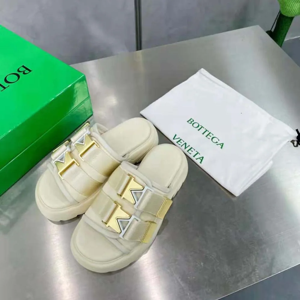 Bottega Veneta Flash Padded Technical Fabric Flat Sandals for Women in White