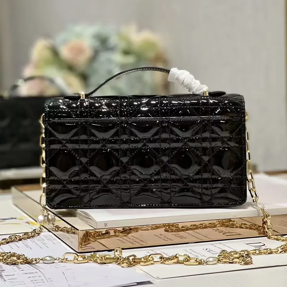 Dior My Dior Mini Bag Black Patent Cannage Calfskin for Women