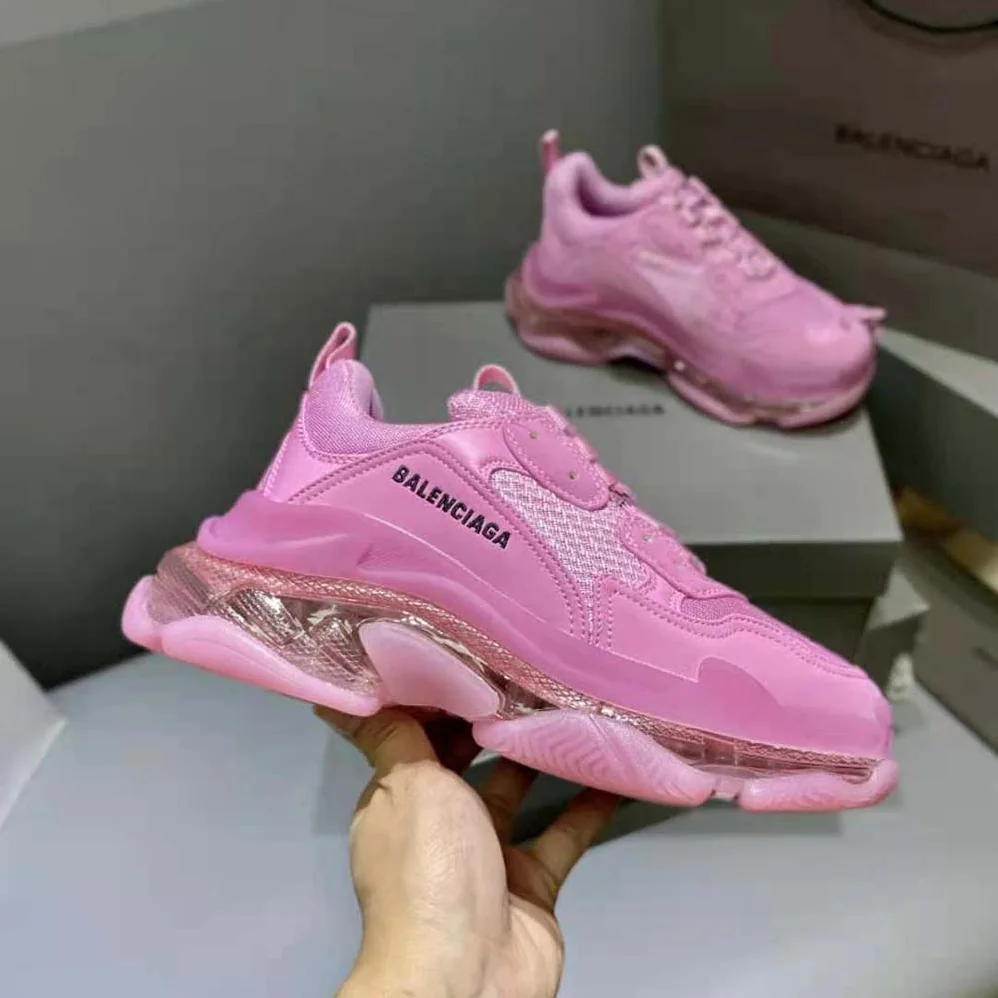 Balenciaga Triple S Clear Sole Sneaker in Light Pink Double Foam and Mesh for Women