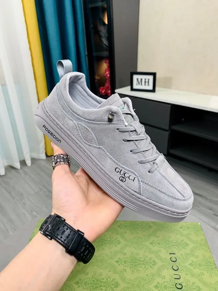 Gucci Logo GG Gucci Sneakers With Posedon Gray for Men Gucci Logo GG Gucci Sneakers With Posedon Gray for Men