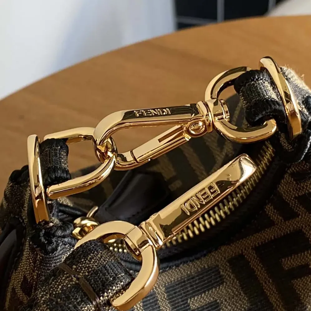 Fendi Nano Fendigraphy Brown Fabric Charm for Women Fendi Nano Fendigraphy Brown Fabric Charm for Women