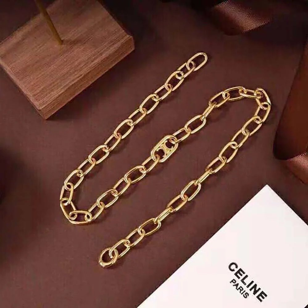 Celine Triomphe Link Necklace in Brass with Gold Finish for Women Celine Triomphe Link Necklace in Brass with Gold Finish for Women