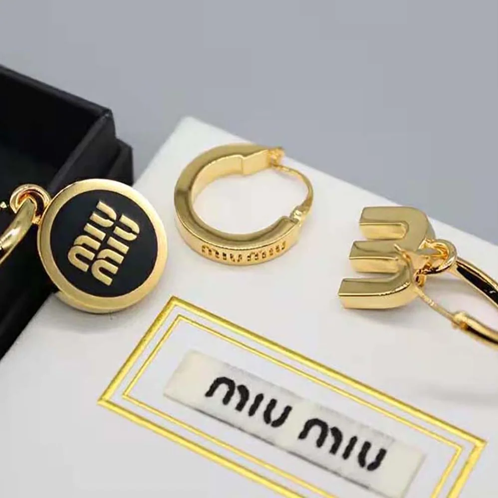 Miu Miu Set of Enameled Metal Earrings for Women Miu Miu Set of Enameled Metal Earrings for Women