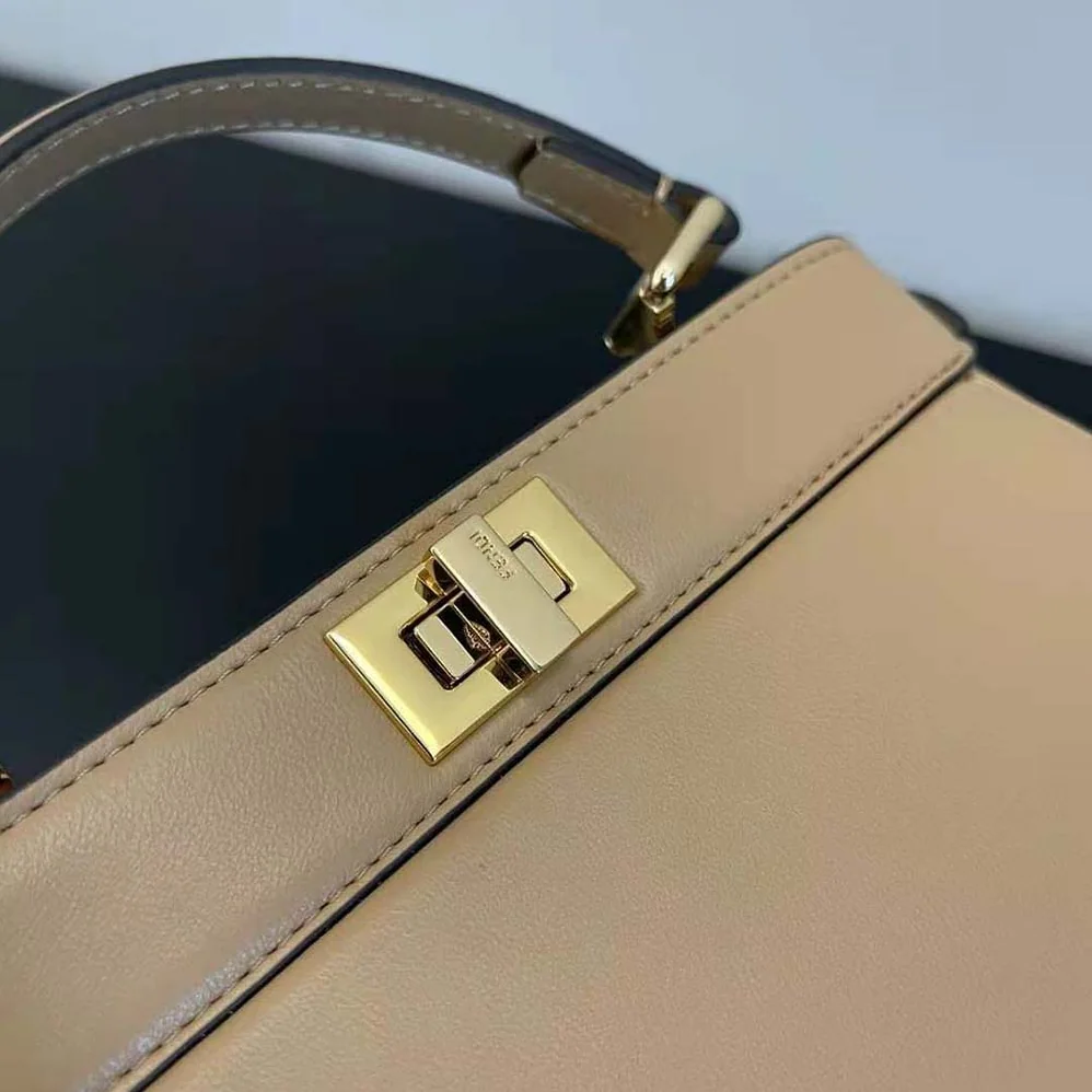 Fendi Peekaboo ISeeU Petite Beige Padded Nappa Leather Bag for Women