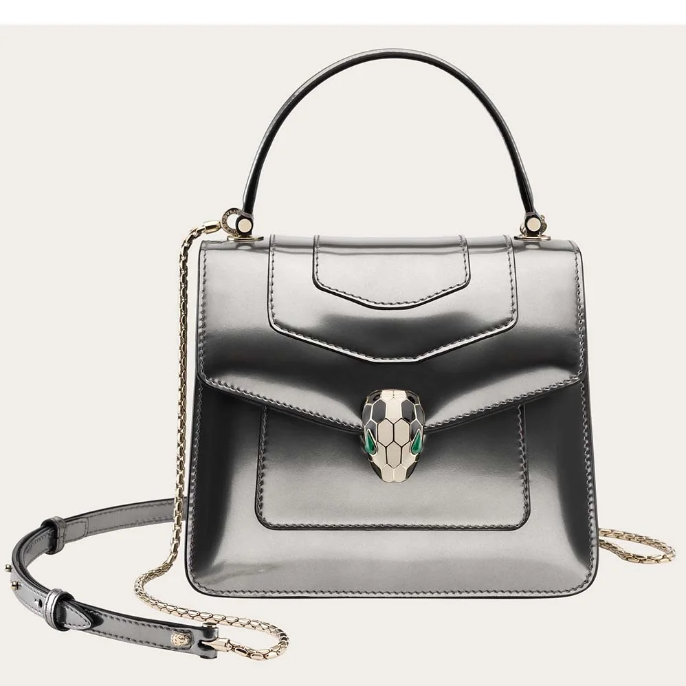Bvlgari Serpenti Forever Medium Flap Cover Bag in Silver for Women Bvlgari Serpenti Forever Medium Flap Cover Bag in Silver for Women