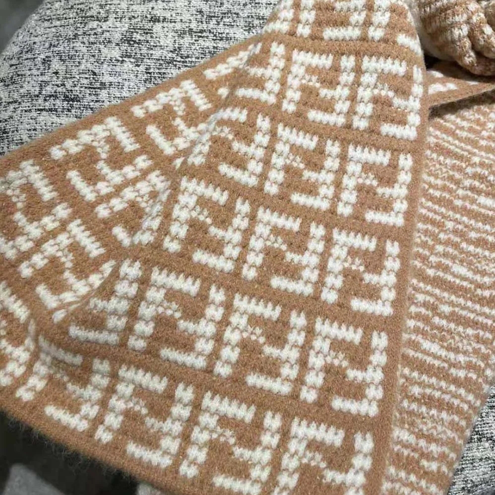 Fendi FF Scarf Beige Cashmere Scarf for Women