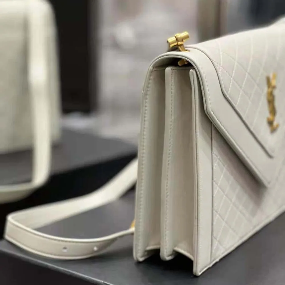 Saint Laurent YSL Gaby Satchel in Quilted Lambskin for Women in White Saint Laurent YSL Gaby Satchel in Quilted Lambskin for Women in White