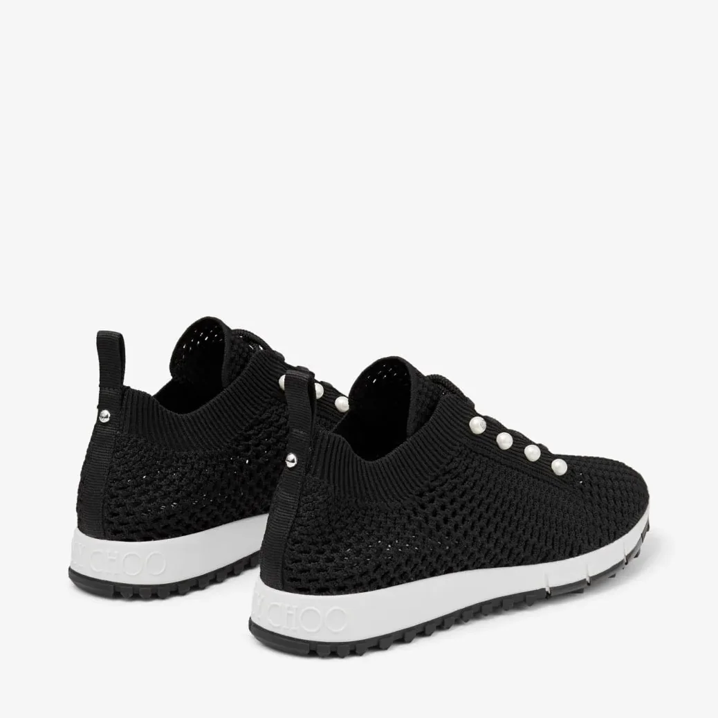 Jimmy Choo Veles Crochet Knit Low in Top Trainers Black VELESPBT
