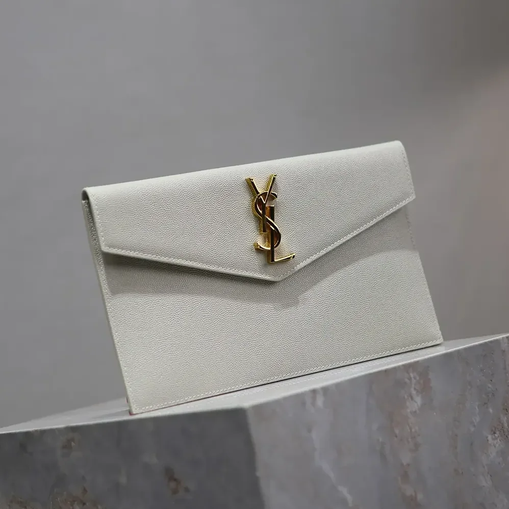 Saint Laurent YSL Uptown Pouch in Grain De Poudre Embossed Leather for Women