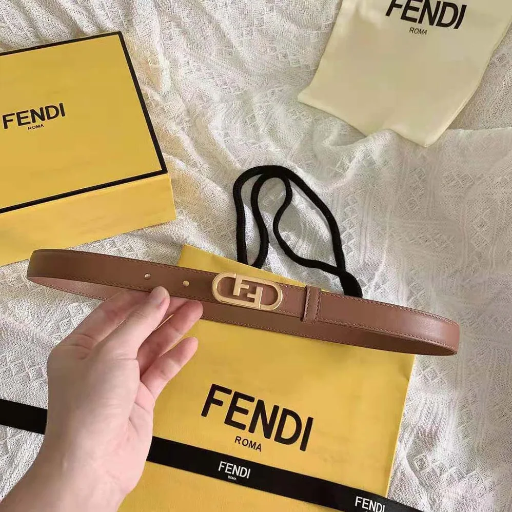Fendi Narrow Belt with Loop and Fendi OLock Stud Buckle for Women Fendi Narrow Belt with Loop and Fendi OLock Stud Buckle for Women