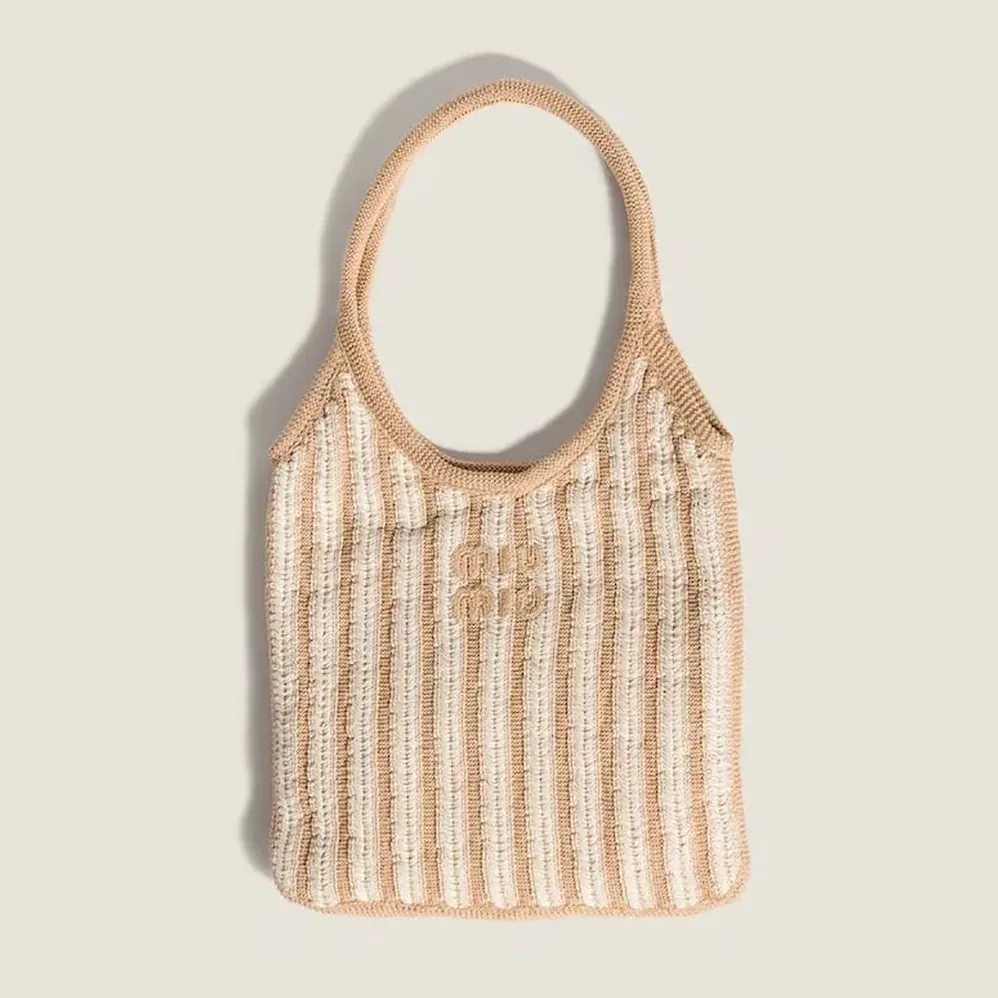 Miu Miu Ivy Crochet Bag for Women in Sand/Chalk Miu Miu Ivy Crochet Bag for Women in Sand/Chalk