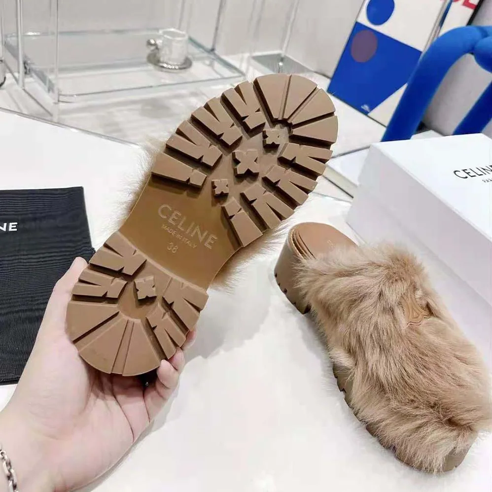 Celine Bulky Closed Mule in Lambfur for Women