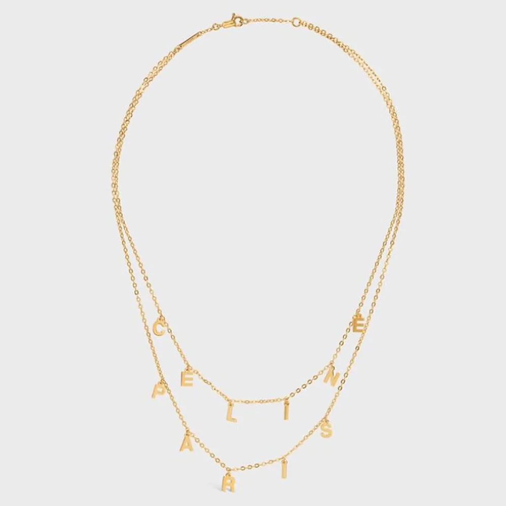 Celine Paris Double Necklace in Brass with Gold Finish for Women