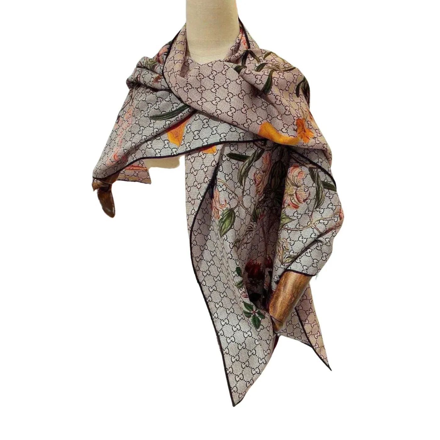 Gucci Floral Cashmere Monogram Scarf / Gucci Floral Cashmere Monogram Scarf /