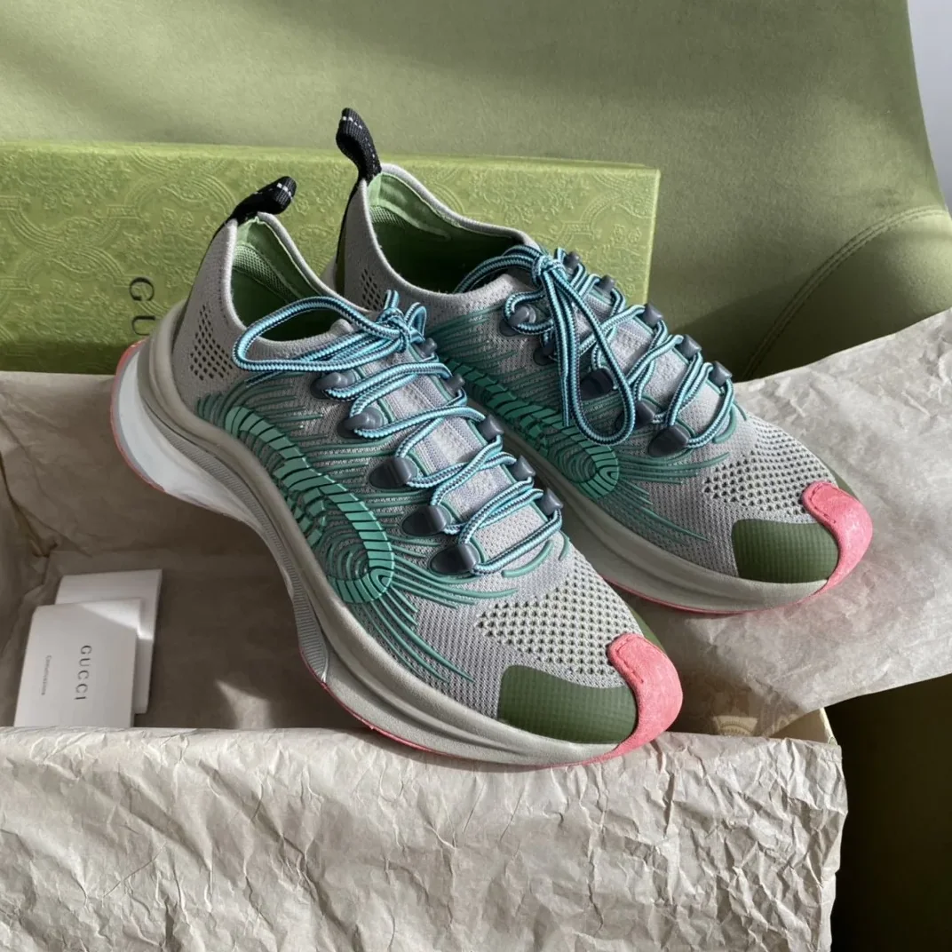 Gucci Run Sneaker Gray Orange for Men Gucci Run Sneaker Gray Orange for Men