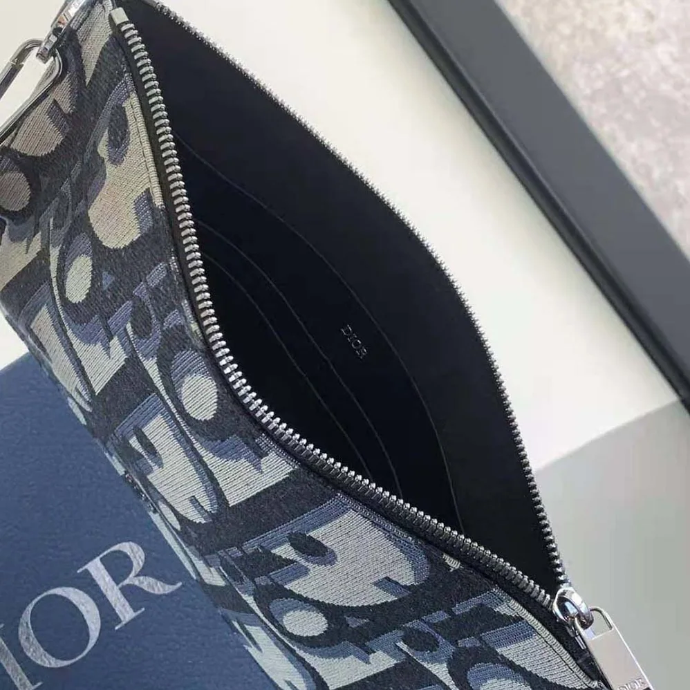Dior A5 Pouch Beige and Black Maxi Dior Oblique Jacquard for Men