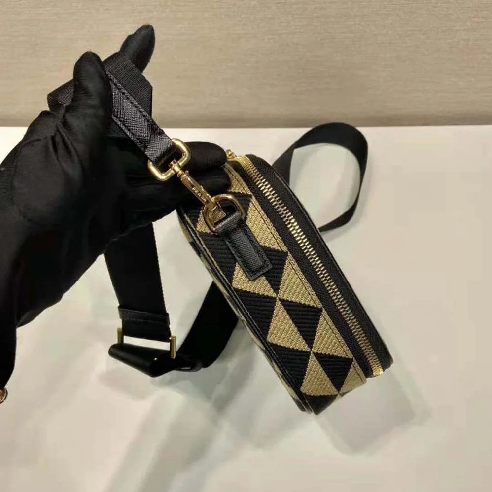 Prada Symbole Embroidered Fabric Bag for Women