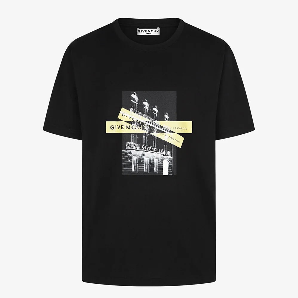 Givenchy Contrasted Black Jersey T-shirt with Black and White Photo Print for Men Givenchy Contrasted Black Jersey T-shirt with Black and White Photo Print for Men
