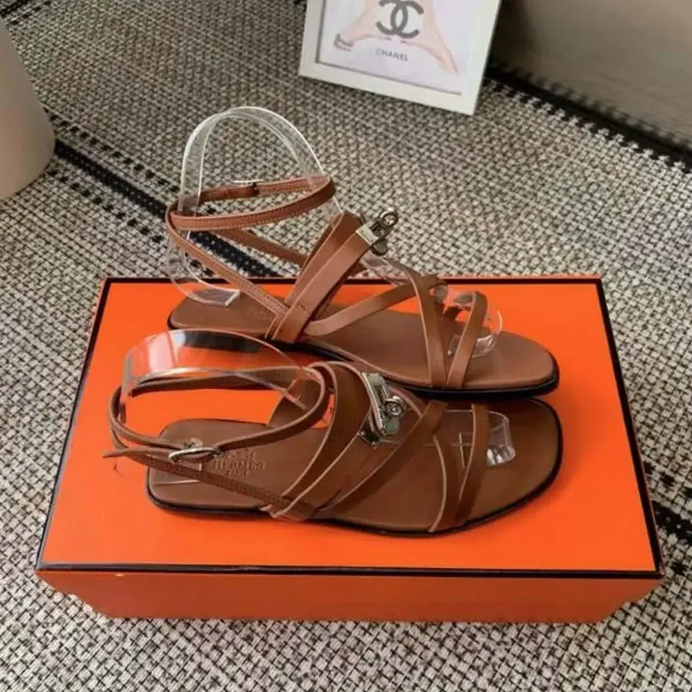 Hermes June Sandal in Calfskin-Brown H242104Zv20360 for Women Hermes June Sandal in Calfskin-Brown H242104Zv20360 for Women