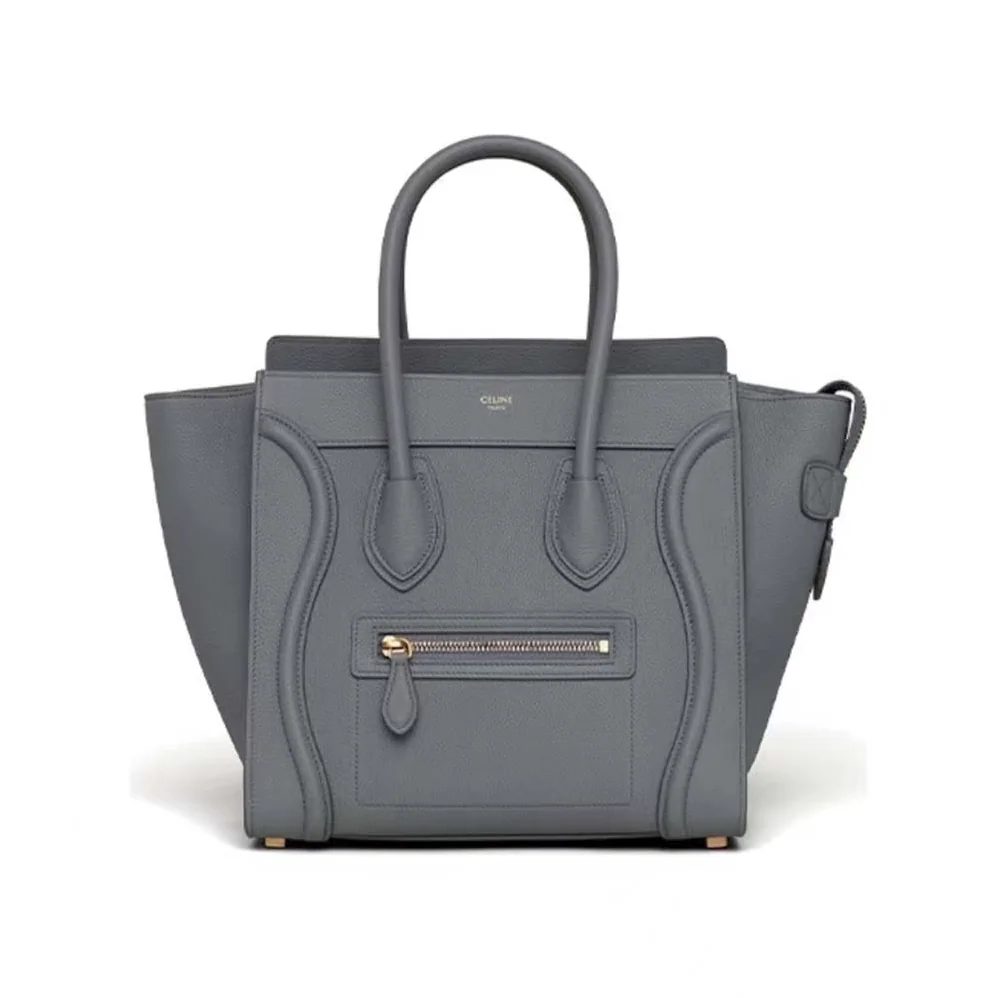 Celine Micro Luggage Handbag in Drummed Calfskin for Women in Silver