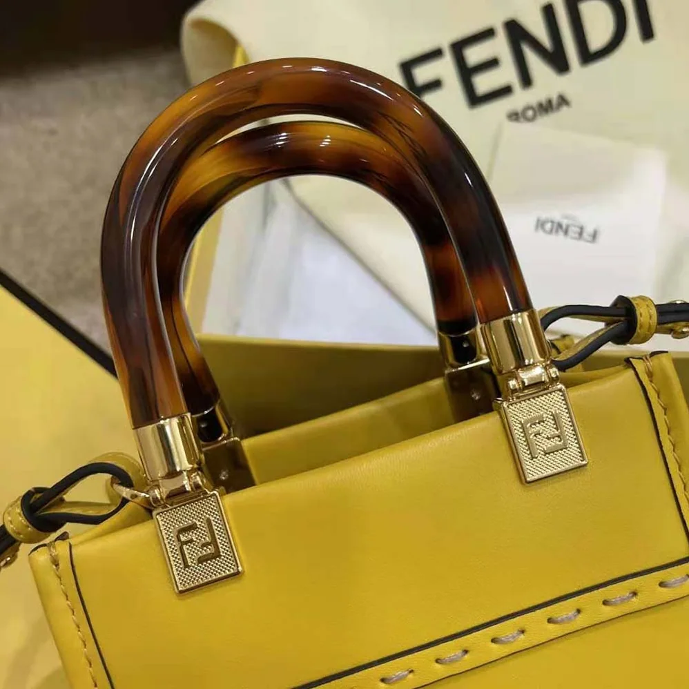 Fendi Mini Sunshine Shopper Leather Mini-Bag for Women in Yellow