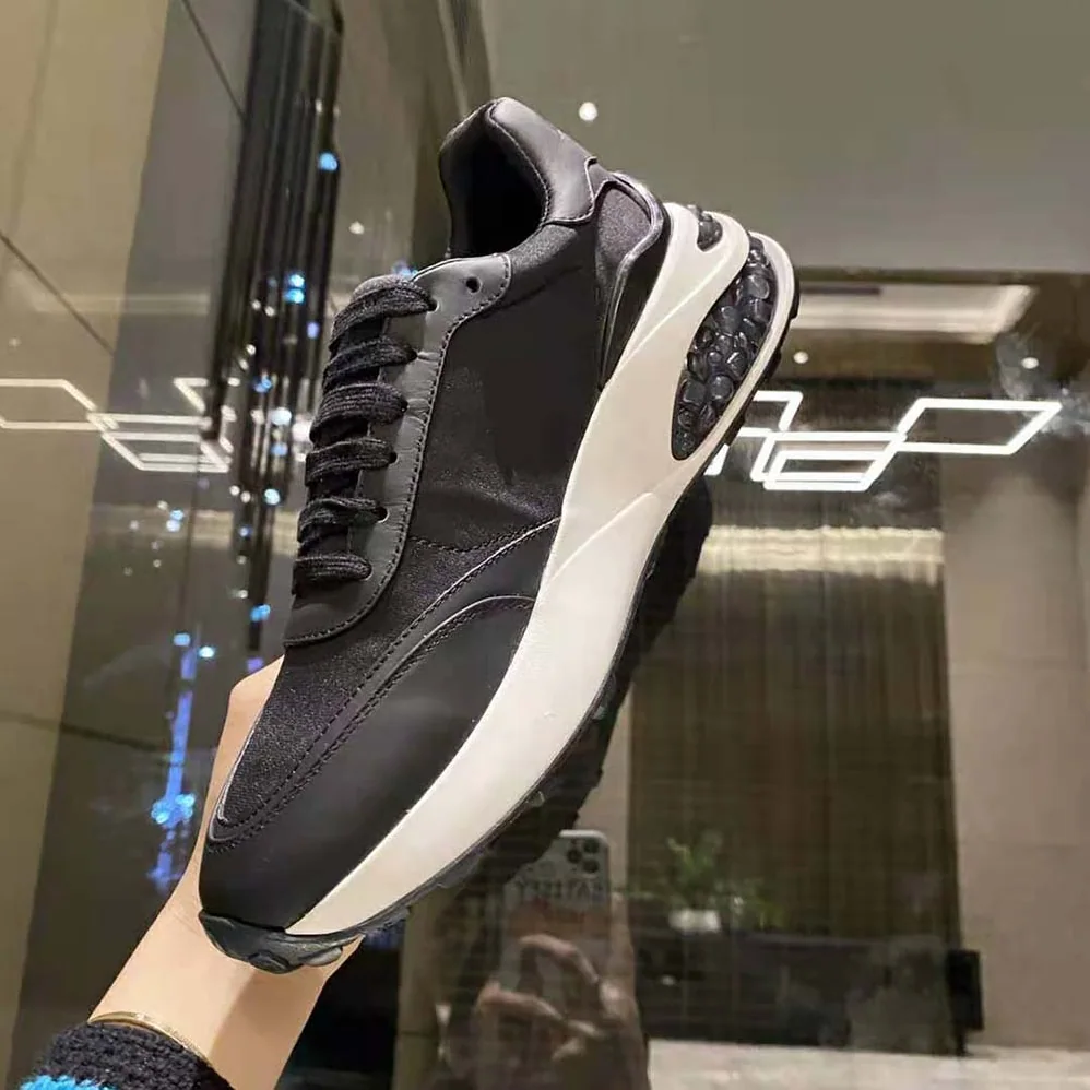 Jimmy Choo Memphis Lace UP/M Black Neoprene and Leather Low for Women in Top Trainers
