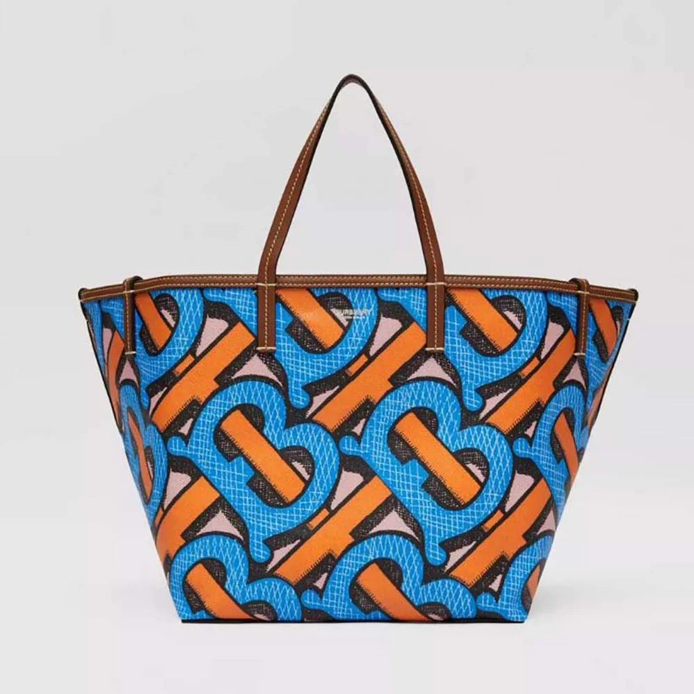 Burberry Mini Monogram Print E-canvas Beach Tote for Women in Orange