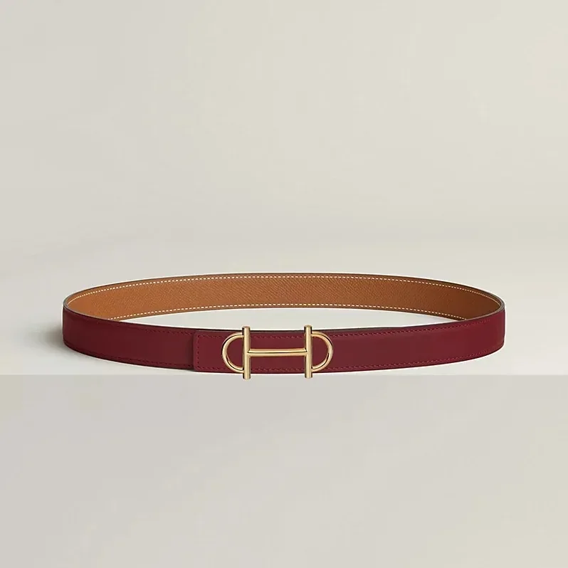 Hermes Gamma Reversible Belt Rouge H in Brown