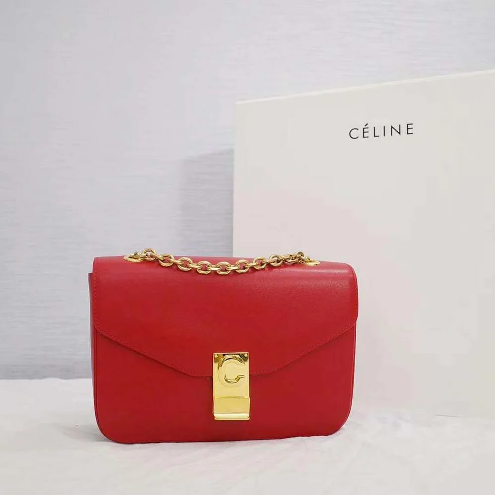Celine Medium C Bag in Shiny Calfskin Leather for Women in Red Celine Medium C Bag in Shiny Calfskin Leather for Women in Red