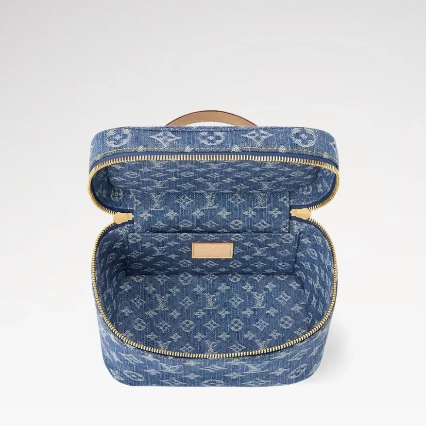 Louis Vuitton Nice Mini Top Handle Bag in Blue Denim Gold Hardware