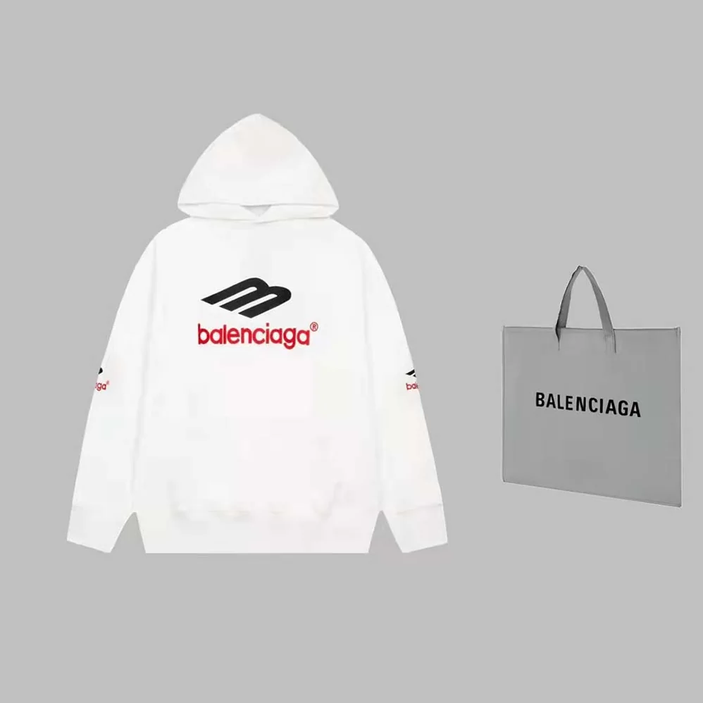 Balenciaga 3B Sports Icon Hoodie Oversized in White for Women