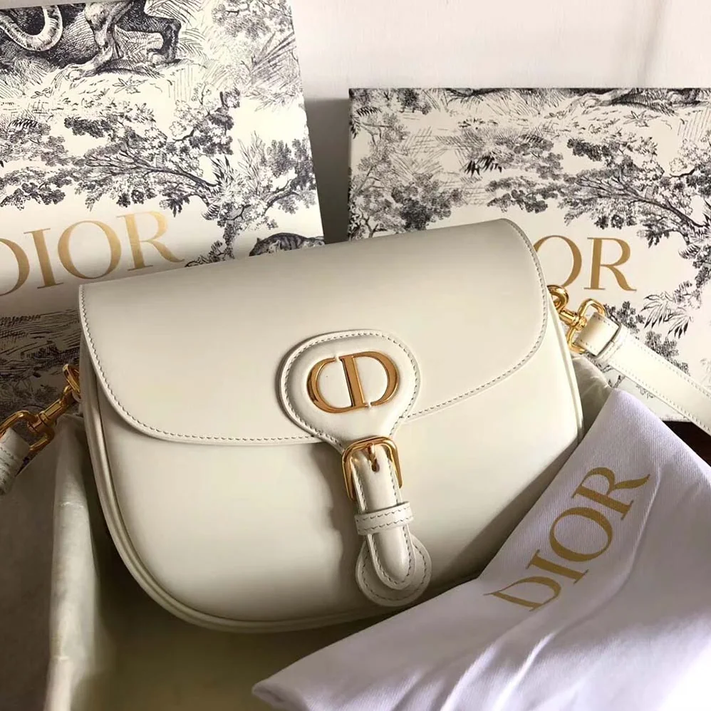 Dior Medium Dior Bobby Bag Denim Box Calfskin for Women in White