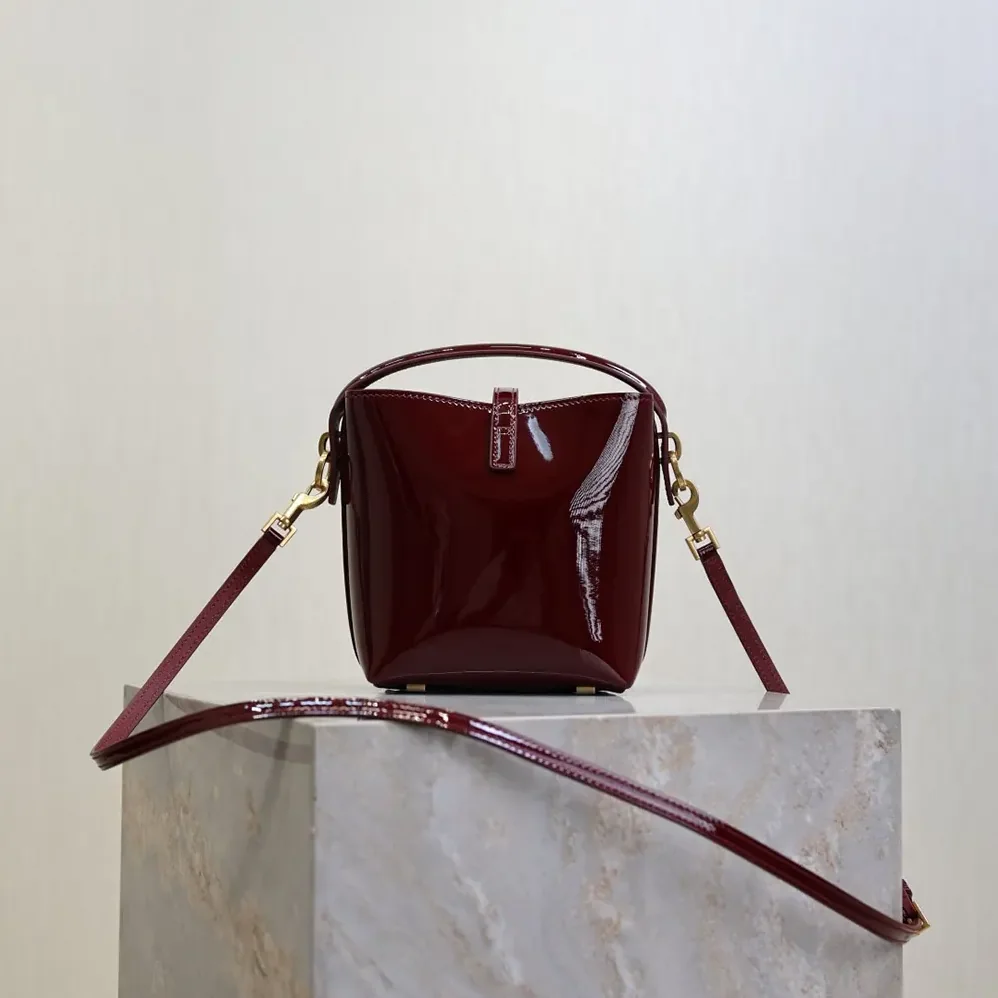 Saint Laurent YSL Le 37 Mini In Patent Leather for Women in Maroon