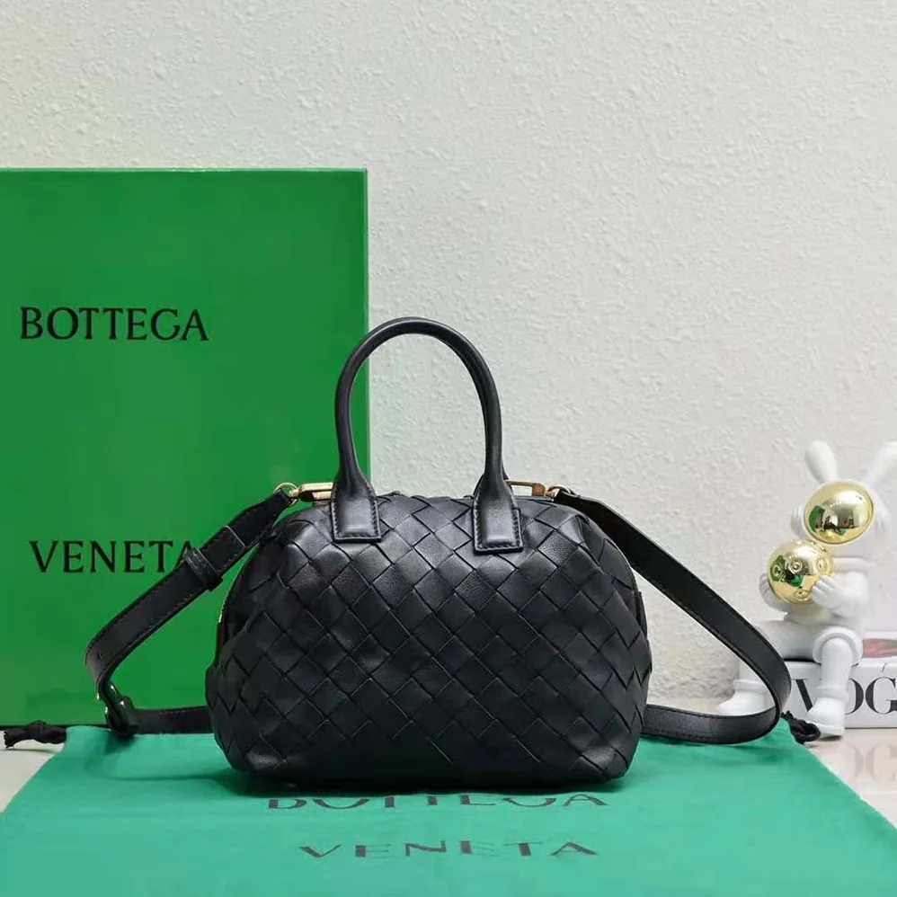 Bottega Veneta Mini Bauletto in Intrecciato Nappa Leather for Women in Black