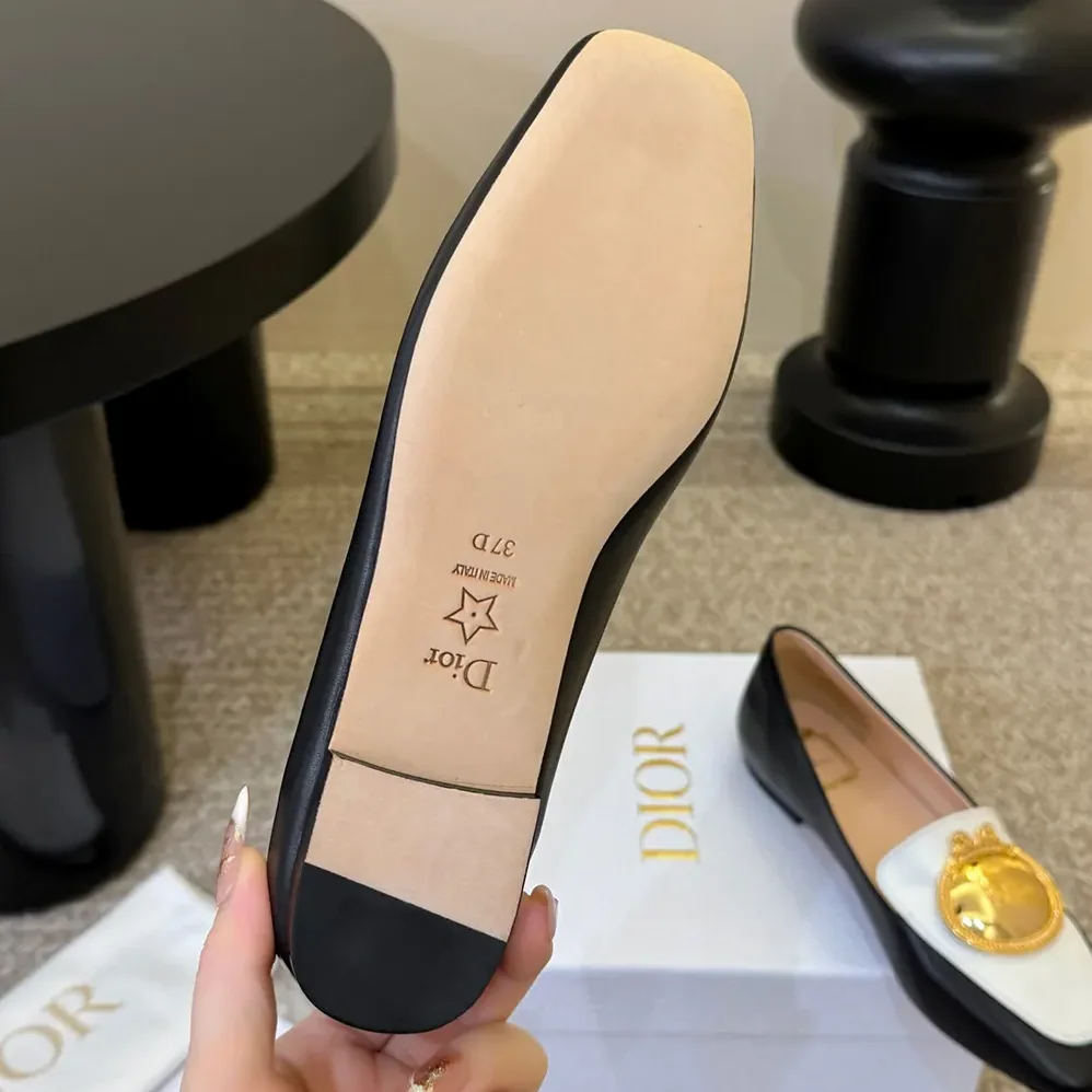 Dior Médaillon Loafer Black and White Lambskin for Women Dior Médaillon Loafer Black and White Lambskin for Women