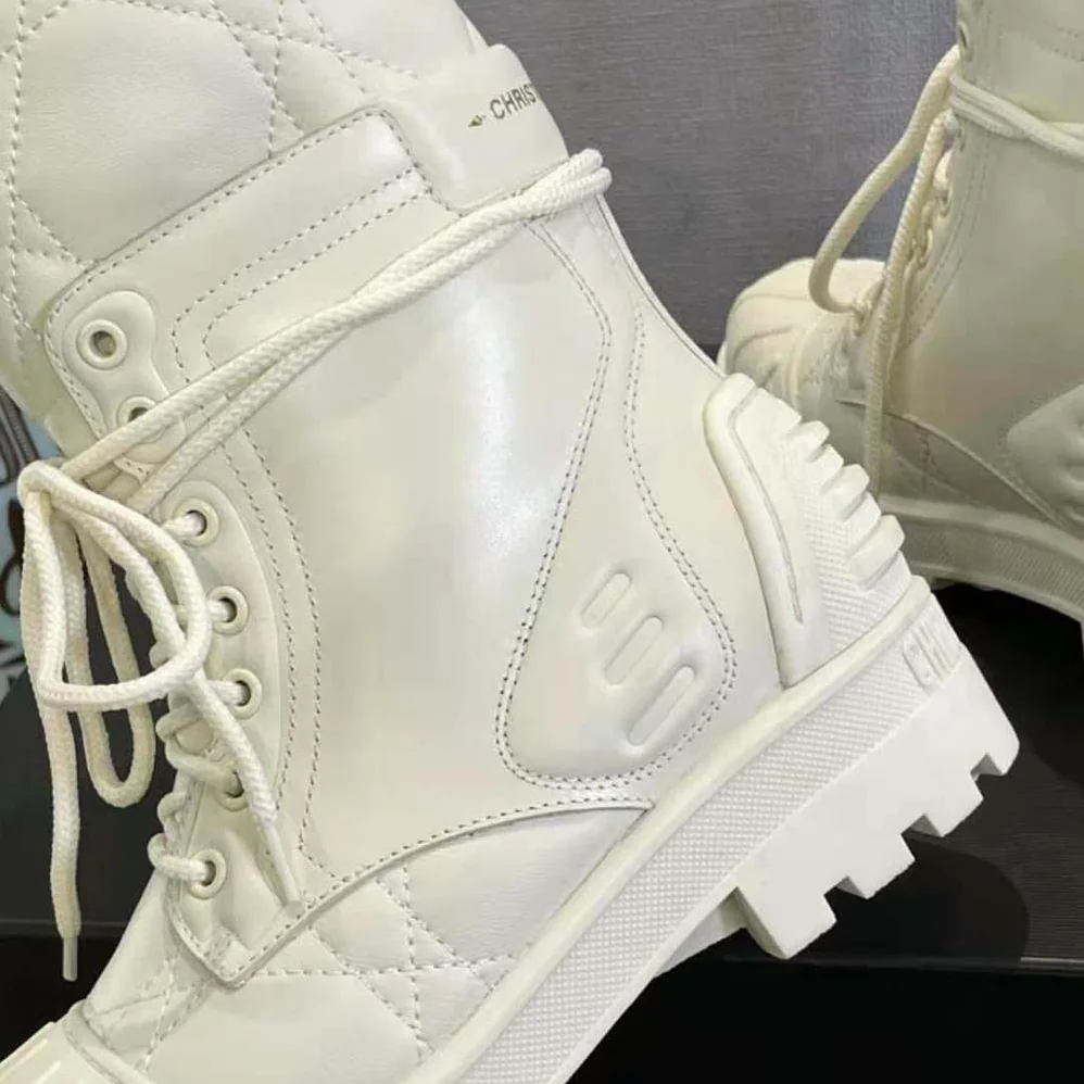 Dior Dioriron Ankle Boot White Quilted Cannage Calfskin for Women Dior Dioriron Ankle Boot White Quilted Cannage Calfskin for Women