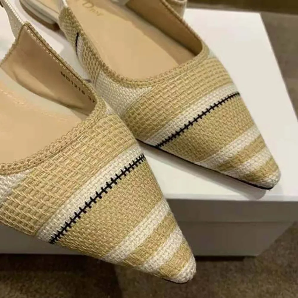 Dior J'adior Ballerina Flat Beige Embroidered Cotton for Women Dior J'adior Ballerina Flat Beige Embroidered Cotton for Women