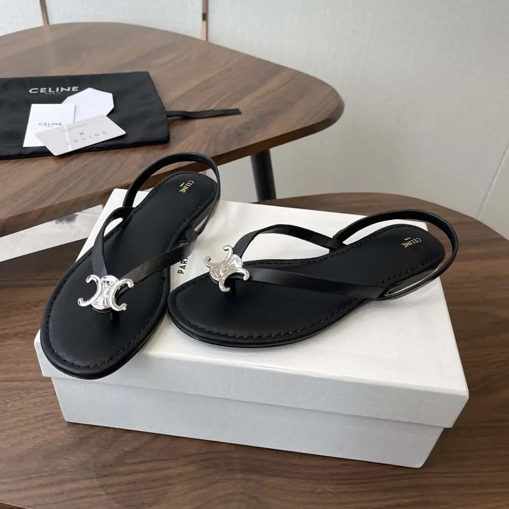 Celine Biki Sandal in Calfskin for Women in Black Celine Biki Sandal in Calfskin for Women in Black