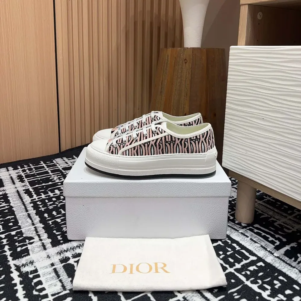 Dior Walk'n'Dior Platform Sneaker Embroidered Cotton for Women in Pink