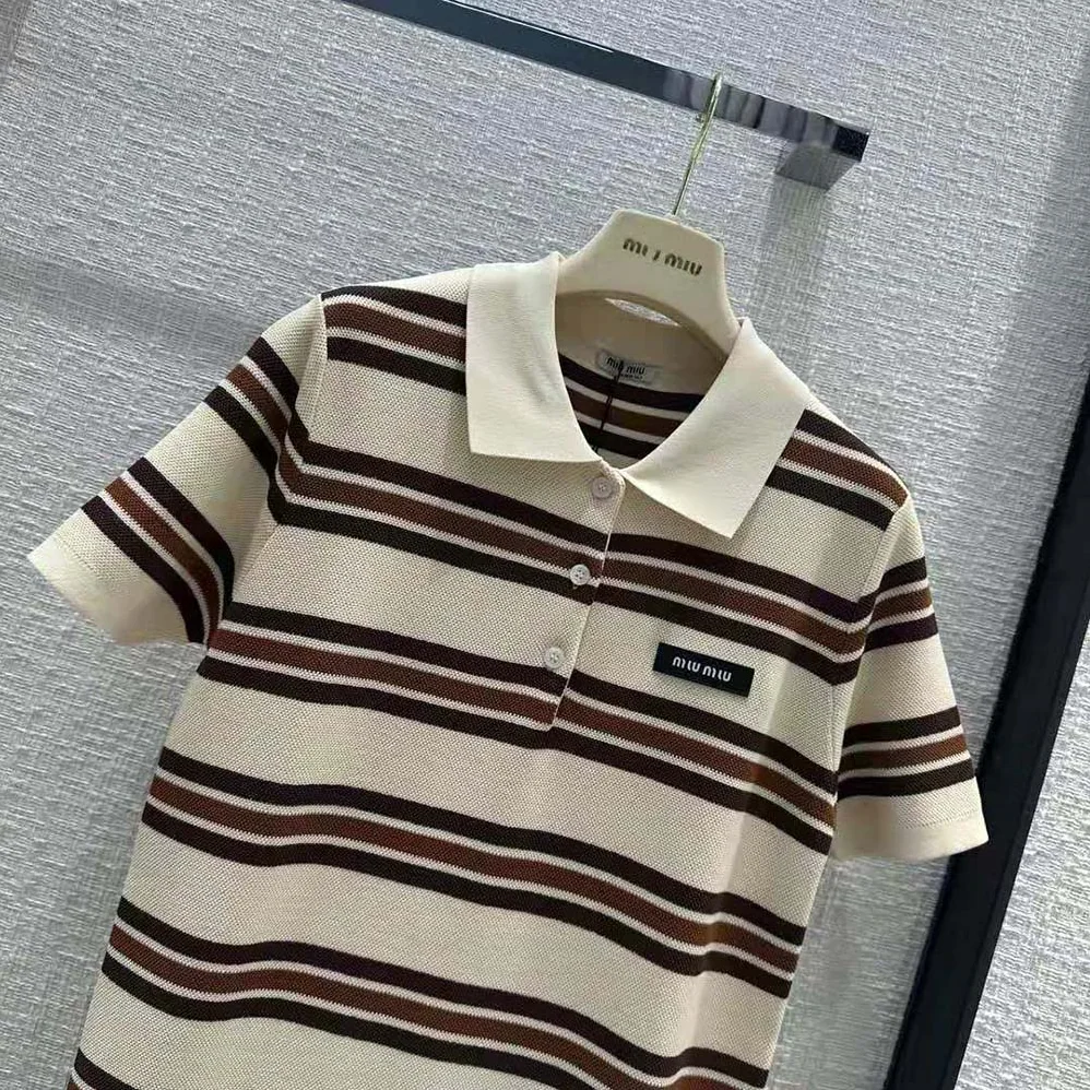 Miu Miu Silk and Cotton Polo Dress with Logo Patch for Women Miu Miu Silk and Cotton Polo Dress with Logo Patch for Women
