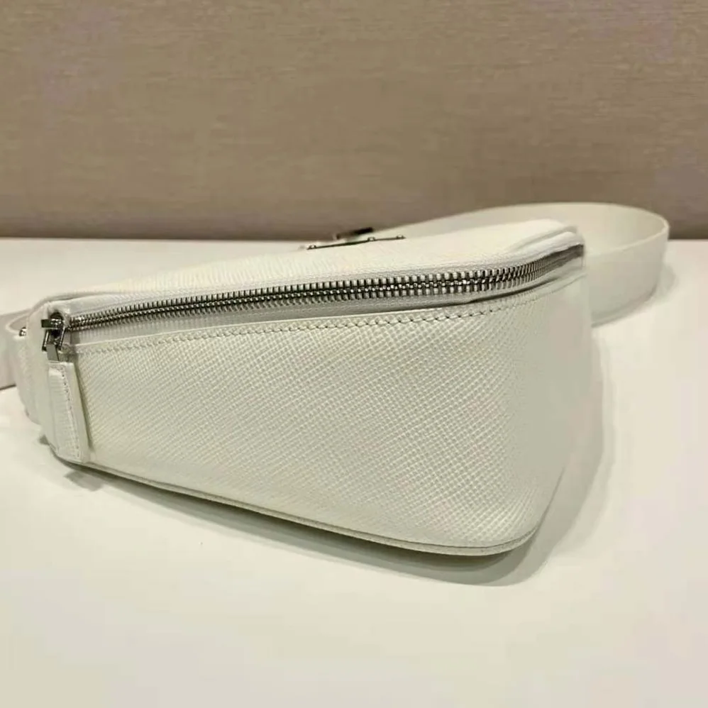 Prada Saffiano Leather Belt Bag for Unisex in White Prada Saffiano Leather Belt Bag for Unisex in White