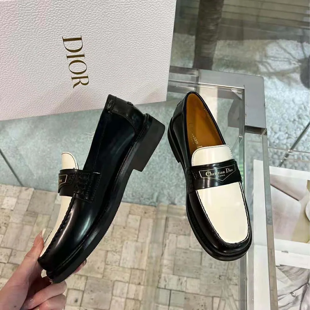 Dior Boy Loafer Black and White Brushed Calfskin for Women