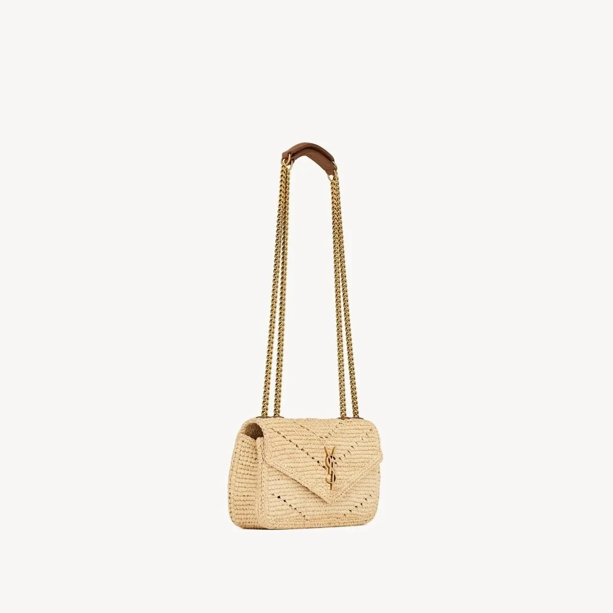 Saint Laurent Loulou Mini Shoulder Bag in Beige Raffia Gold Hardware Saint Laurent Loulou Mini Shoulder Bag in Beige Raffia Gold Hardware