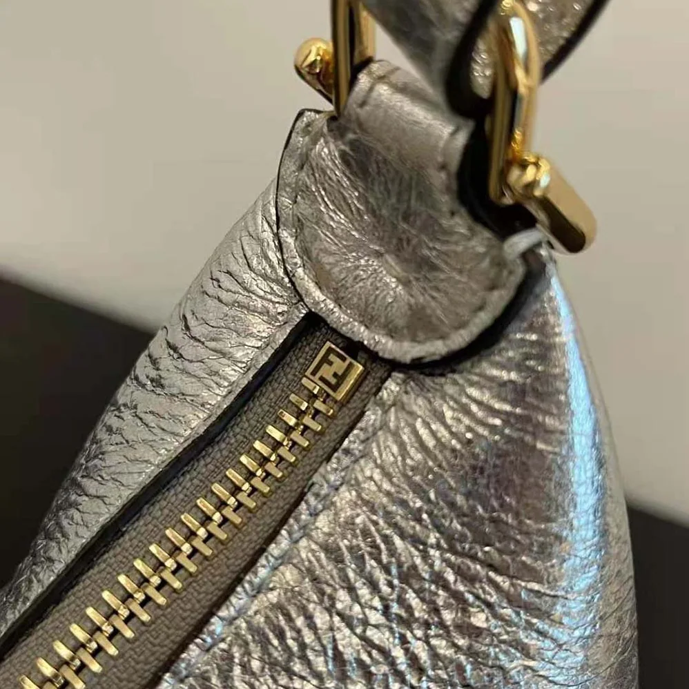 Fendi Fendigraphy Small Silver Laminated Leather Bag for Women